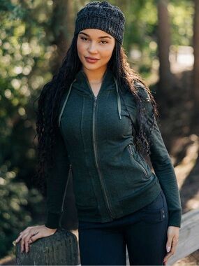 Nomads Hemp Wear Awaken Hoodie, Women's Full-Zip Hooded Sweatshirt, Grey, M-L